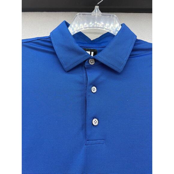 Foot Joy Polo Golf Shirt Men's XL Blue Micro Feeder Stripe Lisle Short Sleeve - Picture 2 of 9